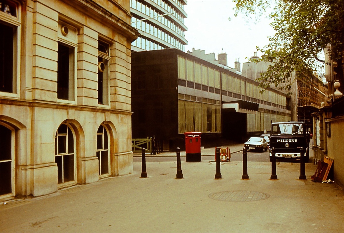 A faded 1979 colour photograph of Throgmorton Avenue in the City of London