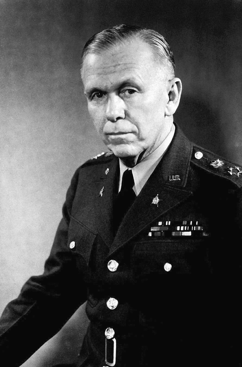 A black-and-white 1946 official portrait of General George C. Marshall in uniform